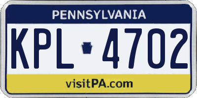 PA license plate KPL4702