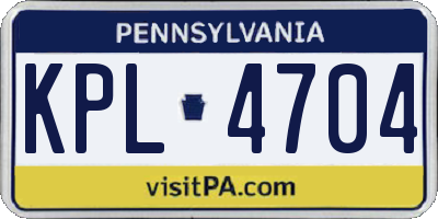 PA license plate KPL4704