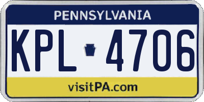 PA license plate KPL4706