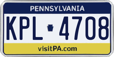 PA license plate KPL4708