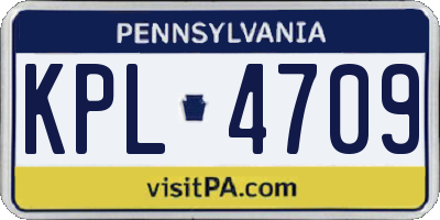 PA license plate KPL4709