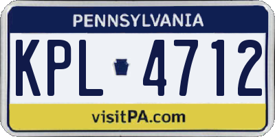 PA license plate KPL4712