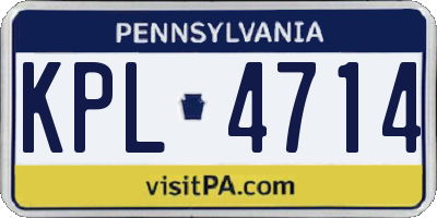 PA license plate KPL4714