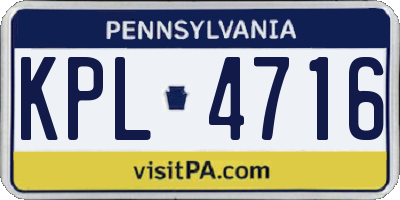 PA license plate KPL4716