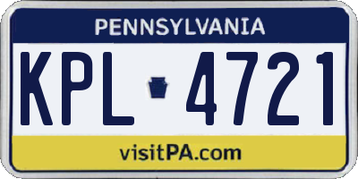 PA license plate KPL4721