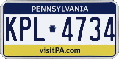 PA license plate KPL4734
