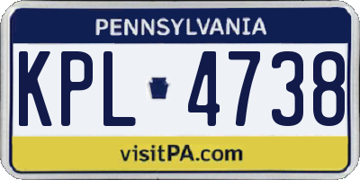 PA license plate KPL4738