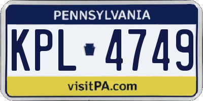 PA license plate KPL4749