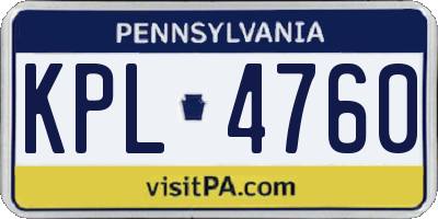 PA license plate KPL4760