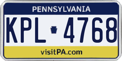 PA license plate KPL4768