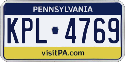 PA license plate KPL4769
