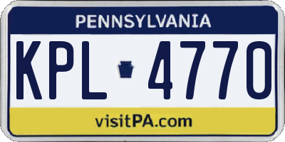 PA license plate KPL4770