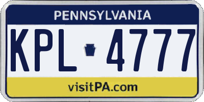 PA license plate KPL4777