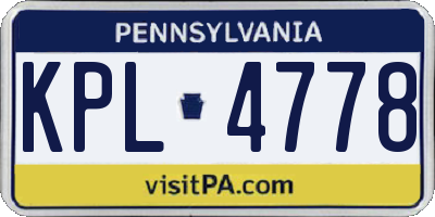 PA license plate KPL4778