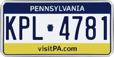 PA license plate KPL4781