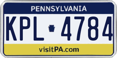 PA license plate KPL4784
