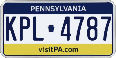 PA license plate KPL4787