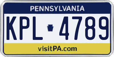 PA license plate KPL4789
