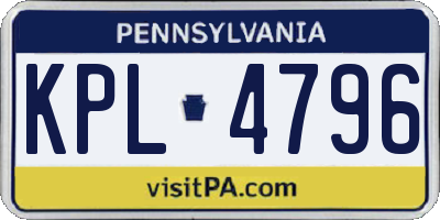PA license plate KPL4796