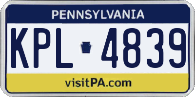 PA license plate KPL4839
