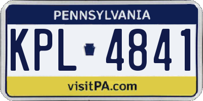 PA license plate KPL4841