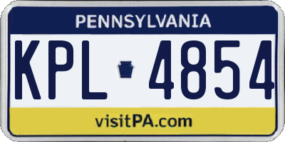 PA license plate KPL4854