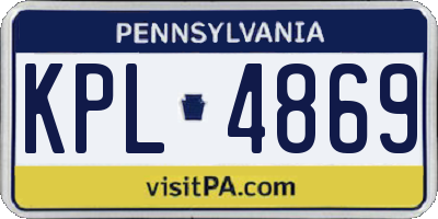 PA license plate KPL4869