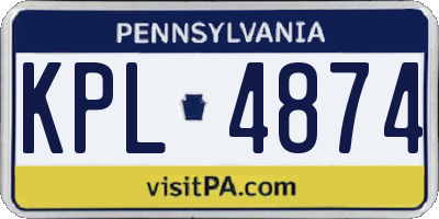 PA license plate KPL4874
