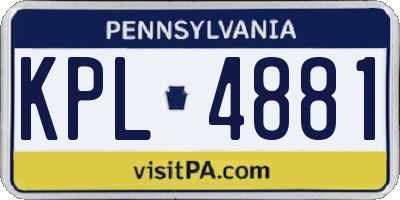 PA license plate KPL4881