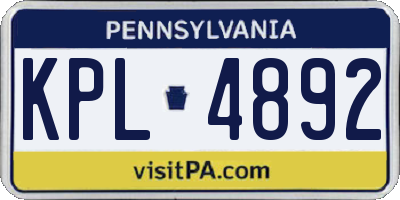 PA license plate KPL4892