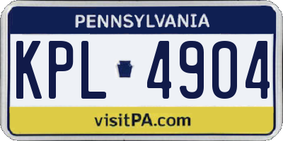 PA license plate KPL4904