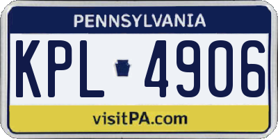 PA license plate KPL4906
