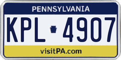 PA license plate KPL4907