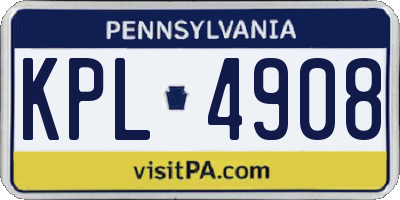 PA license plate KPL4908