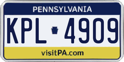 PA license plate KPL4909