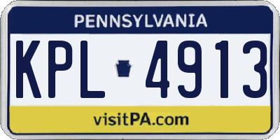 PA license plate KPL4913