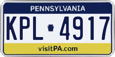 PA license plate KPL4917