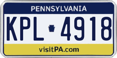 PA license plate KPL4918