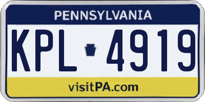 PA license plate KPL4919
