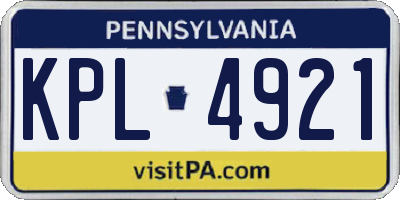 PA license plate KPL4921
