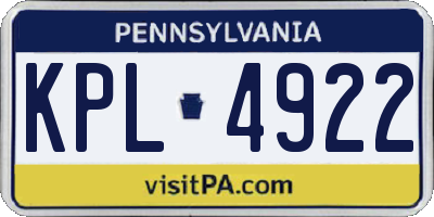 PA license plate KPL4922