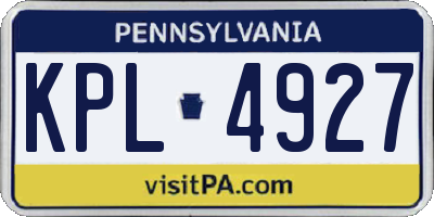 PA license plate KPL4927