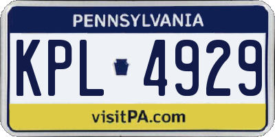 PA license plate KPL4929