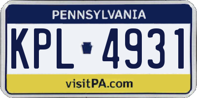 PA license plate KPL4931