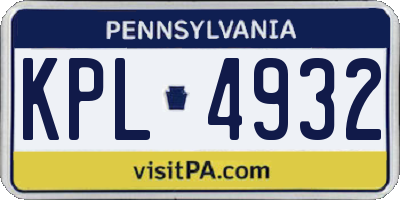 PA license plate KPL4932