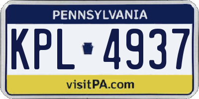 PA license plate KPL4937