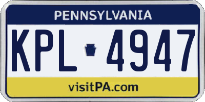 PA license plate KPL4947