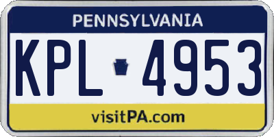 PA license plate KPL4953