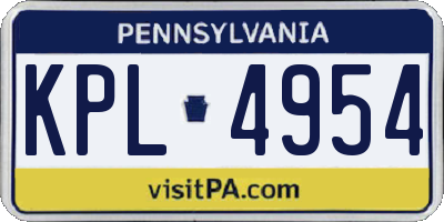 PA license plate KPL4954