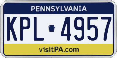 PA license plate KPL4957